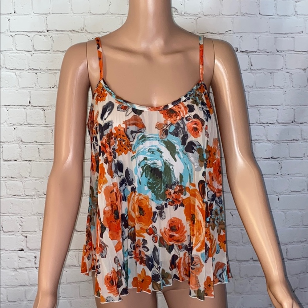 Poetry Clothing floral tank top size small blue orange white